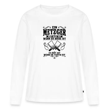 Metzger - Frauen Premium Bio Langarmshirt - Weiß - Vorne - Julia (174cm)