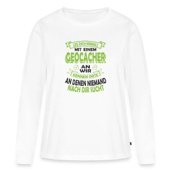 Geocaching - Frauen Premium Bio Langarmshirt - Weiß - Vorne - Julia (174cm)