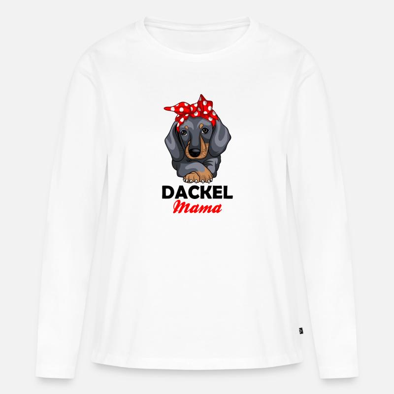 Dackel Mama - Frauen Premium Bio Langarmshirt - Weiß
