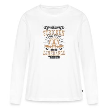 Linedance Oma - Frauen Premium Bio Langarmshirt - Weiß - Vorne - Julia (174cm)