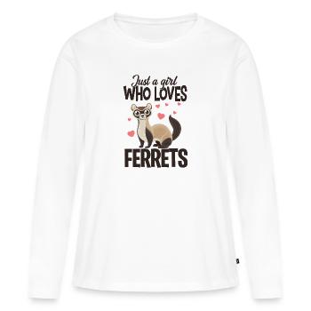 Frettchen - Frauen Premium Bio Langarmshirt - Weiß - Vorne - Julia (174cm)