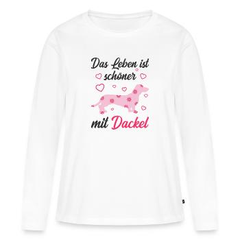 Dackel - Frauen Premium Bio Langarmshirt - Weiß - Vorne - Julia (174cm)