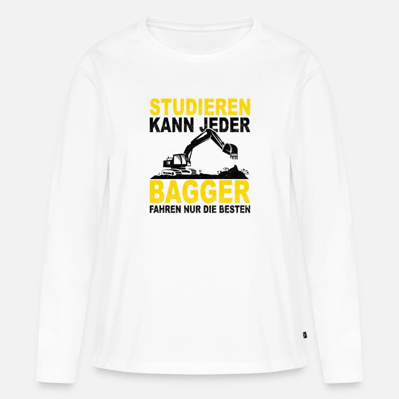 Bagger - Frauen Premium Bio Langarmshirt - Weiß