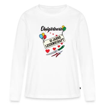Obstgärtnerin Jubiläum 10 Jahre 10. jähriges Jubi - Frauen Premium Bio Langarmshirt - Weiß - Vorne - Julia (174cm)