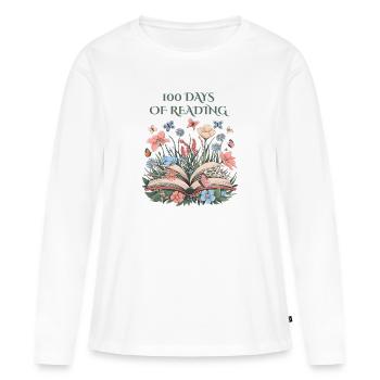 100 Tage Lesen – eine inspirierende literarische Reise - Frauen Premium Bio Langarmshirt - Weiß - Vorne - Julia (174cm)