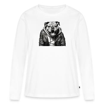 bouledogue britannique Bully - T-shirt manches longues Premium bio Femme - blanc - Devant - Julia (174cm)