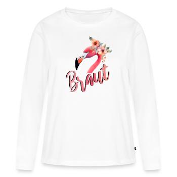 Flamingo Braut JGA Hochzeit Gruppenshirt 1 - Frauen Premium Bio Langarmshirt - Weiß - Vorne - Julia (174cm)