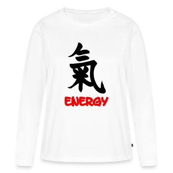 Caractère kanji d’énergie avec texte Énergie - T-shirt manches longues Premium bio Femme - blanc - Devant - Julia (174cm)