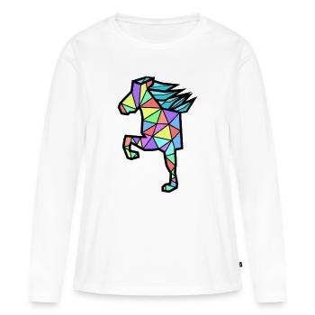 Cool Polygon Horses Chevaux islandais Cheval Amour - T-shirt manches longues Premium bio Femme - blanc - Devant - Julia (174cm)