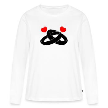 Eheringe mit Herzen - Frauen Premium Bio Langarmshirt - Weiß - Vorne - Julia (174cm)