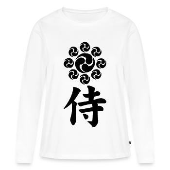 Emblème samouraï du clan Uesugi (noir) - T-shirt manches longues Premium bio Femme - blanc - Devant - Julia (174cm)