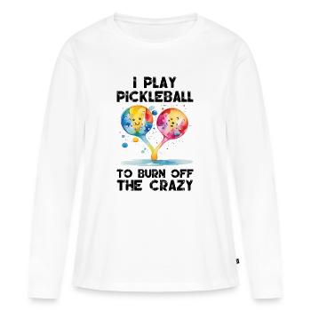 Je joue au pickleball pour brûler les fous - T-shirt manches longues Premium bio Femme - blanc - Devant - Julia (174cm)
