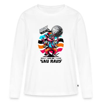 Lustige Tanz Sau - Frauen Premium Bio Langarmshirt - Weiß - Vorne - Julia (174cm)