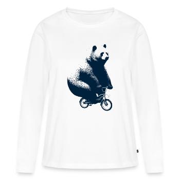 Bär fährt Rad - Frauen Premium Bio Langarmshirt - Weiß - Vorne - Julia (174cm)