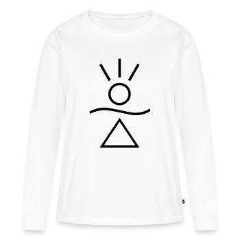 Honnaua - L’amulette du bonheur - T-shirt manches longues Premium bio Femme - blanc - Devant - Julia (174cm)