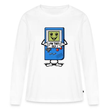 Aussi vieux qu’une console de jeu - T-shirt manches longues Premium bio Femme - blanc - Devant - Julia (174cm)