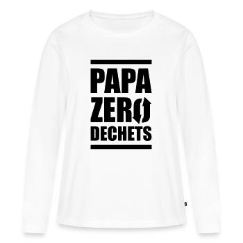 papa zero dechets - T-shirt manches longues Premium bio Femme - blanc - Devant - Julia (174cm)
