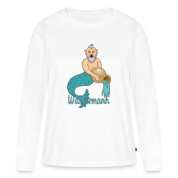Signe du zodiaque Verseau - T-shirt manches longues Premium bio Femme - blanc - Devant - Julia (174cm)