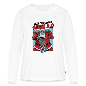 Santa 2.0 Cyborg - T-shirt manches longues Premium bio Femme - blanc - Devant - Julia (174cm)