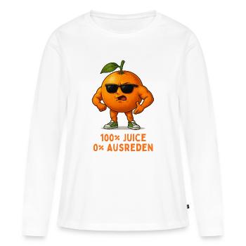 Orange ensoleillée avec style – 100 % jus - T-shirt manches longues Premium bio Femme - blanc - Devant - Julia (174cm)