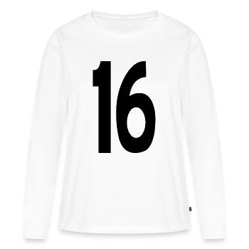 Six Seize Numéro 16 - T-shirt manches longues Premium bio Femme - blanc - Devant - Julia (174cm)