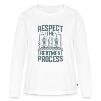 Respect du processus de traitement Traitement de l’eau - T-shirt manches longues Premium bio Femme - blanc - Devant - Julia (174cm)