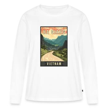 Découvrez les paysages de Ha Giang au Vietnam - T-shirt manches longues Premium bio Femme - blanc - Devant - Julia (174cm)
