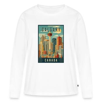 Découvrez la scène urbaine pittoresque de Calgary au Canada - T-shirt manches longues Premium bio Femme - blanc - Devant - Julia (174cm)