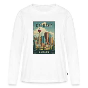 Découvrez la scène urbaine pittoresque de Calgary au Canada - T-shirt manches longues Premium bio Femme - blanc - Devant - Julia (174cm)