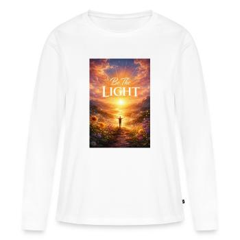 Sei das Licht bei Sonnenaufgang - Frauen Premium Bio Langarmshirt - Weiß - Vorne - Julia (174cm)