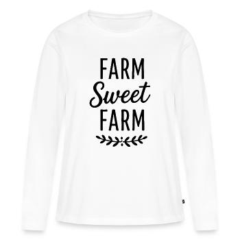 Ferme fermière mignonne Ferme en disant Ferme - T-shirt manches longues Premium bio Femme - blanc - Devant - Julia (174cm)