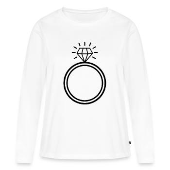 Diamantring - Frauen Premium Bio Langarmshirt - Weiß - Vorne - Julia (174cm)