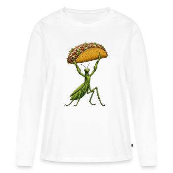 Praying Mantis Comic Taco Mexican Food - Women's Premium Organic Long Sleeve Shirt - white - Front - Julia (174cm)