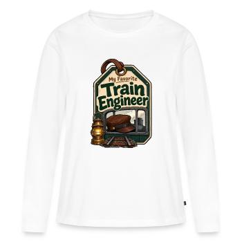 Ingénieur de train nocturne cinématographique, mon gi préféré - T-shirt manches longues Premium bio Femme - blanc - Devant - Julia (174cm)