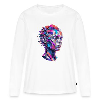 Geometric Color Portrait from Pixel Blocks - Women's Premium Organic Long Sleeve Shirt - white - Front - Julia (174cm)