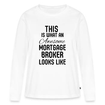 Courtier hypothécaire Agent immobilier Clôture Agent immobilier - T-shirt manches longues Premium bio Femme - blanc - Devant - Julia (174cm)