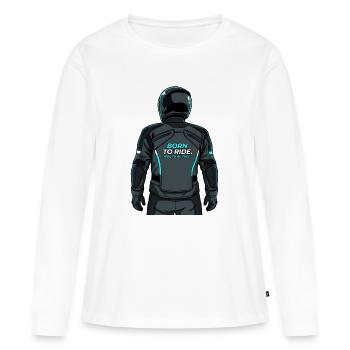 Motard - Né pour rouler - T-shirt manches longues Premium bio Femme - blanc - Devant - Julia (174cm)