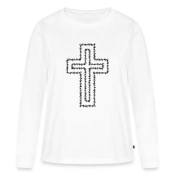 Christian Cross - T-shirt manches longues Premium bio Femme - blanc - Devant - Julia (174cm)