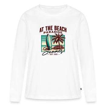 Paradis d’été sur la plage Surf rétro - T-shirt manches longues Premium bio Femme - blanc - Devant - Julia (174cm)
