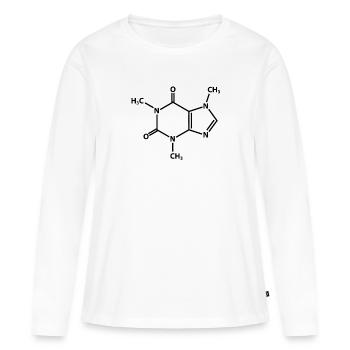 Molécule de caféine - T-shirt manches longues Premium bio Femme - blanc - Devant - Julia (174cm)
