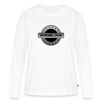 ANGELINA. JE M’APPELLE ANGELINA. SAMER BRÉSIL - T-shirt manches longues Premium bio Femme - blanc - Devant - Julia (174cm)