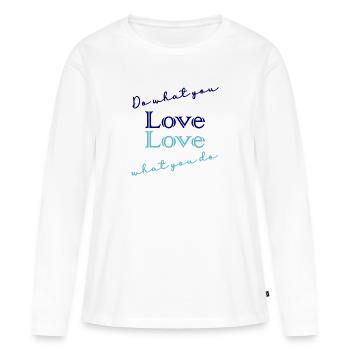 CITATION,CITATIONS,MESSAGE, MESSAGE,HUMOUR - T-shirt manches longues Premium bio Femme - blanc - Devant - Julia (174cm)
