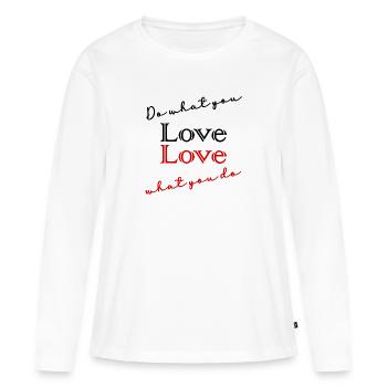 CITATION,CITATIONS,MESSAGE, MESSAGE,HUMOUR - T-shirt manches longues Premium bio Femme - blanc - Devant - Julia (174cm)