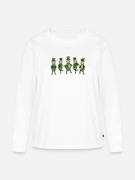 Irische Musik Folk Musizierende Schafe - Frauen Premium Bio Langarmshirt - Weiß
