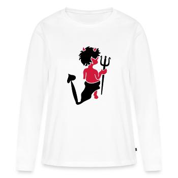 polisson / little devil (a, 2c) - T-shirt manches longues Premium bio Femme - blanc - Devant - Julia (174cm)