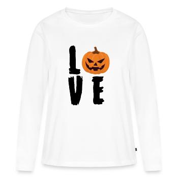 Halloween: Halloween amour - T-shirt manches longues Premium bio Femme - blanc - Devant - Julia (174cm)