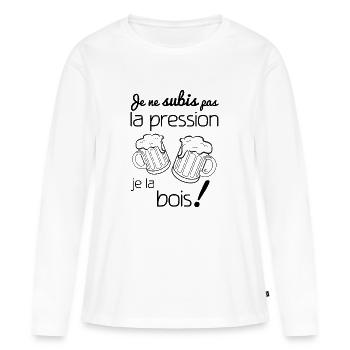 Je ne subis pas la pression - T-shirt manches longues Premium bio Femme - blanc - Devant - Julia (174cm)