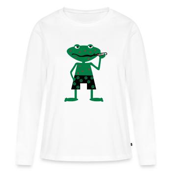 sick frog - Women's Premium Organic Long Sleeve Shirt - white - Front - Julia (174cm)