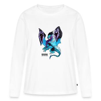Chemise de Dragon, Dragon, dessinés à la main, - T-shirt manches longues Premium bio Femme - blanc - Devant - Julia (174cm)