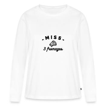 MISS pizza 3 fromages - T-shirt manches longues Premium bio Femme - blanc - Devant - Julia (174cm)